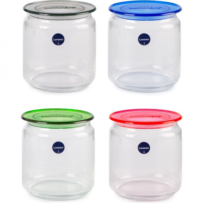 Банка LUMINARC PLANO 0.75л в перфорированной коробке, микс цвета крышки V5178 Банка LUMINARC PLANO 0.75л в перфорированной коробке, микс цвета крышки V5178